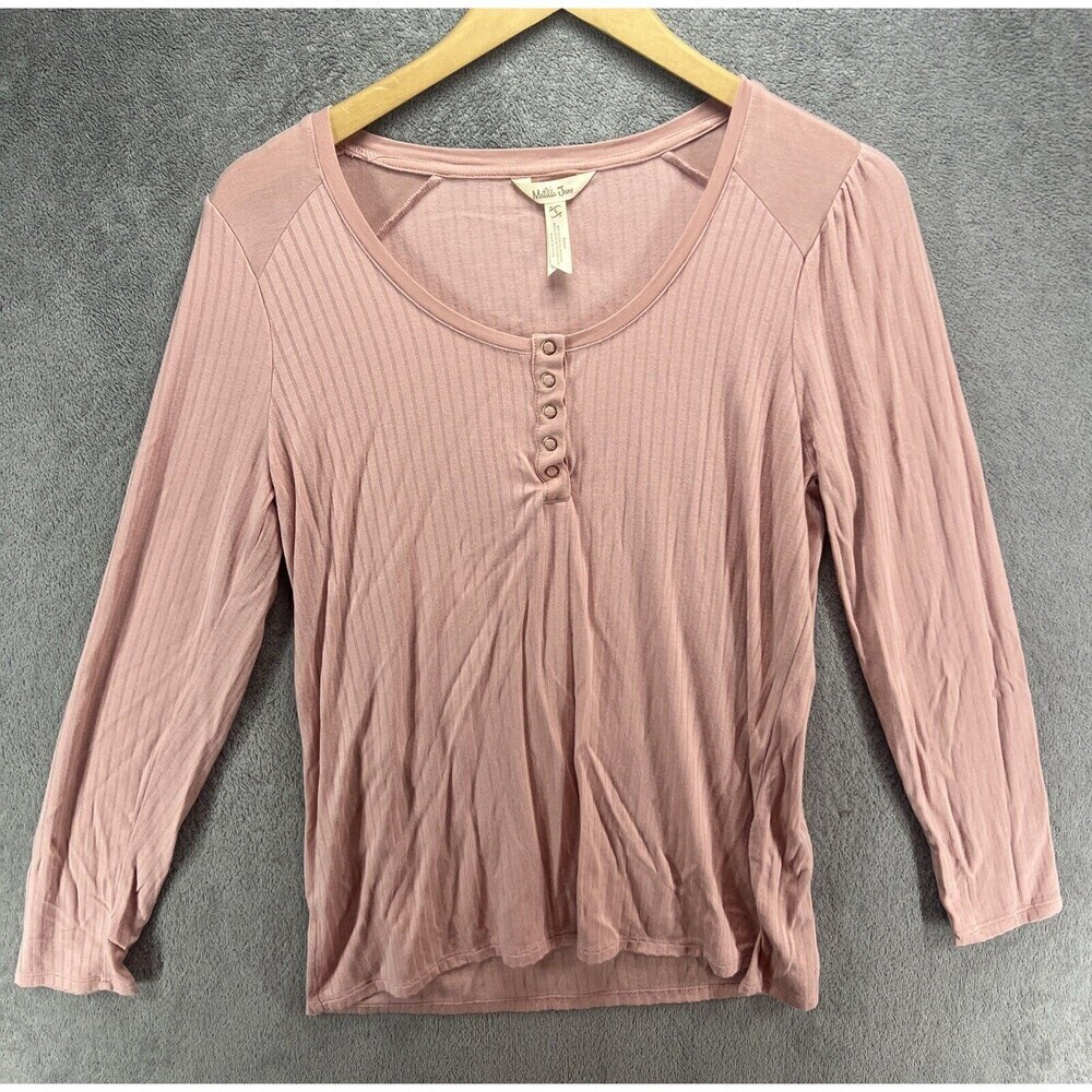 EUC Matilda Jane‎ Ryanne Women's Henley Tee Size S Flowy Silky soft Buttons